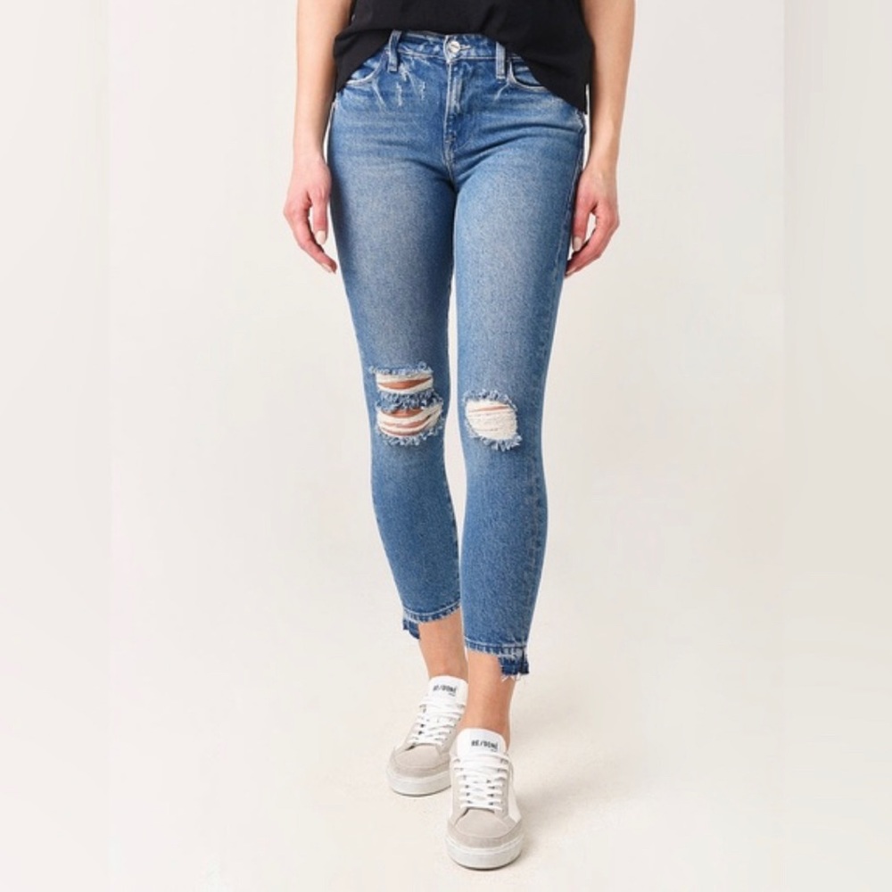 FRAME Le high skinny crop size 28 Clarin Rips